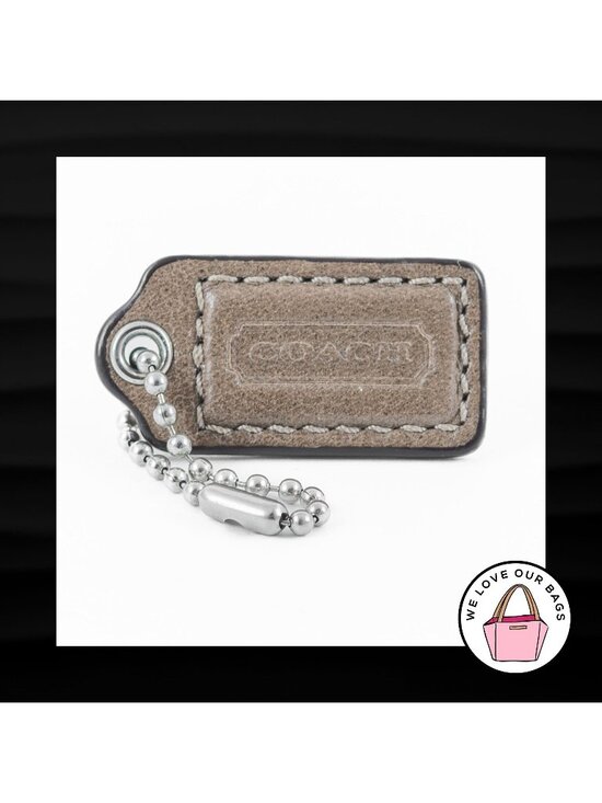 Coach Handbags - 1.5" Small COACH LIGHT BROWN TAUPE LEATHER FOB CHARM KEYCHAIN HANG TAG WRISTLET